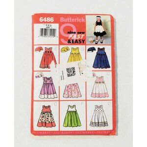 Butterick 6486 Flare Dress Toddler Size 1 2 3 Sewing Pattern Uncut Vintage 2001